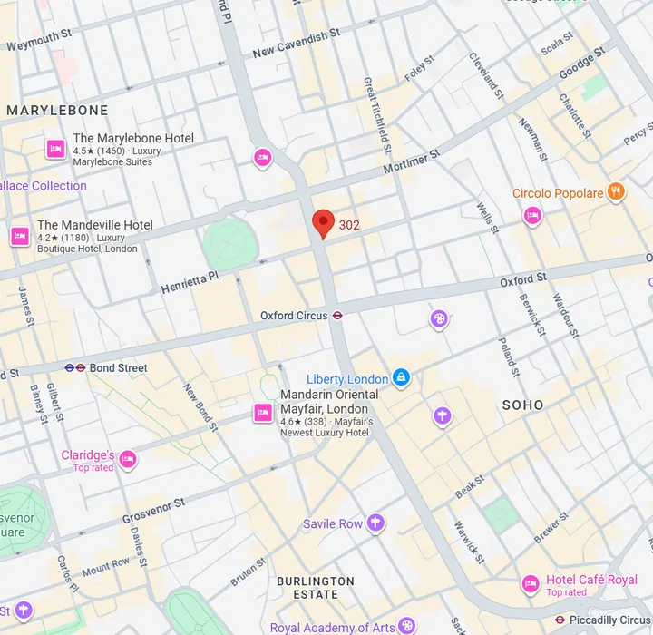 Plan d'accès — 302-308 Regent Street, Langham House, Londres W1B 3AT