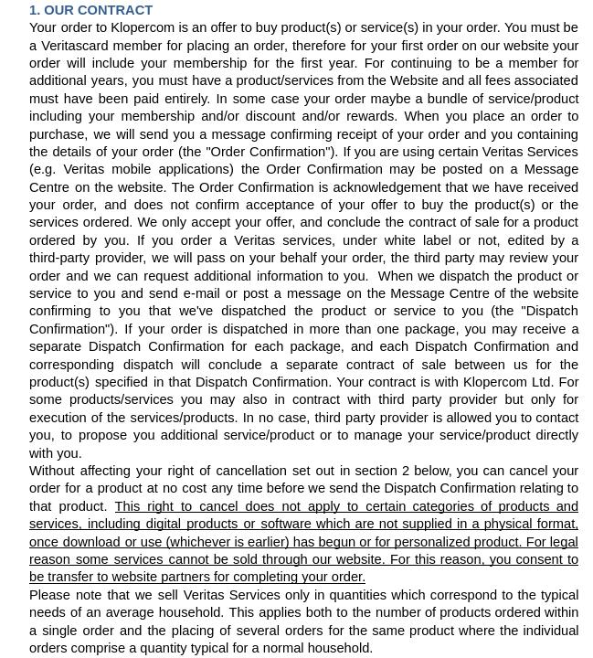 Politiques et conditions d'utilisation Veritas — page 12/17