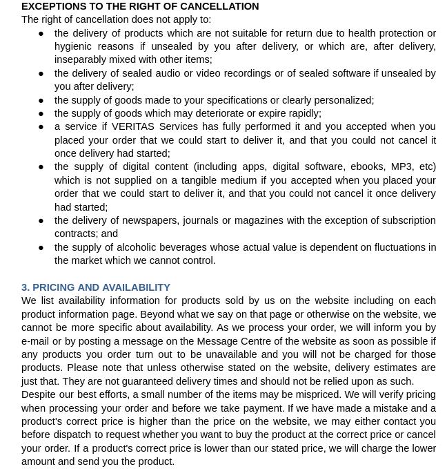 Politiques et conditions d'utilisation Veritas — page 14/17