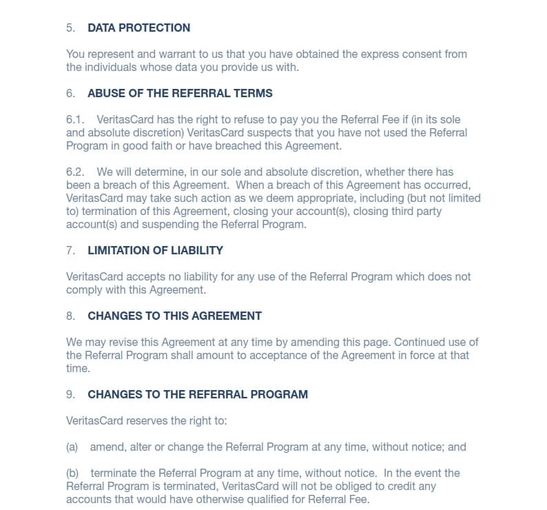 Politiques d'utilisation du programme de parrainage Veritas — page 3/5